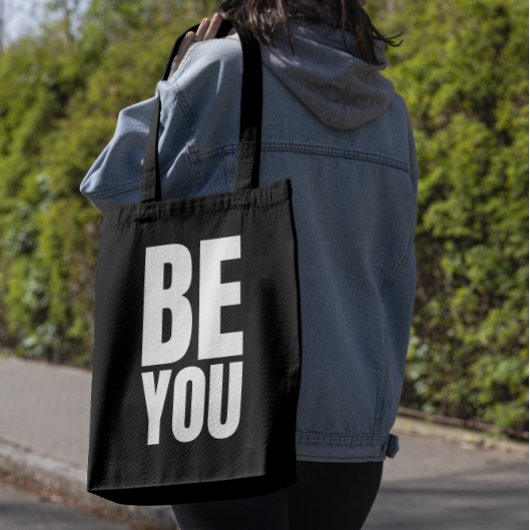 Minimalist inspirational quote "BE YOU" トートバッグ