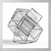 Minimalist Interlocking Glass Cubes - Monochrome ポスター (正面)