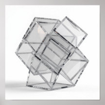 Minimalist Interlocking Glass Cubes - Monochrome
