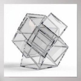 Minimalist Interlocking Glass Cubes - Monochrome ポスター