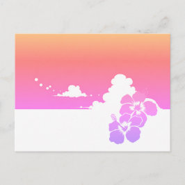 Minimalist Ipanema Beach Hibiscus & Summer Clouds ポストカード