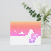 Minimalist Ipanema Beach Hibiscus & Summer Clouds ポストカード (スタンド正面)