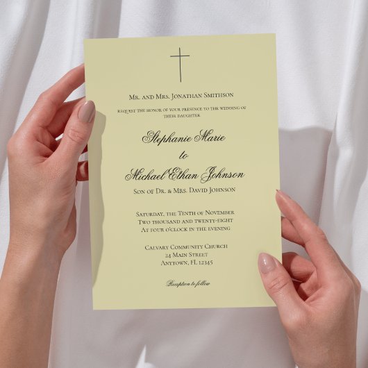 MINIMALIST Island Citrus Cross Formal Wedding 招待状