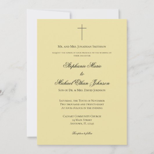 MINIMALIST Island Citrus Cross Formal Wedding 招待状 (正面)