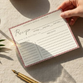 Minimalist Italian Red Bridal Shower Recipe Card