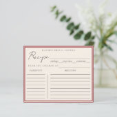 Minimalist Italian Red Bridal Shower Recipe Card (スタンド正面)
