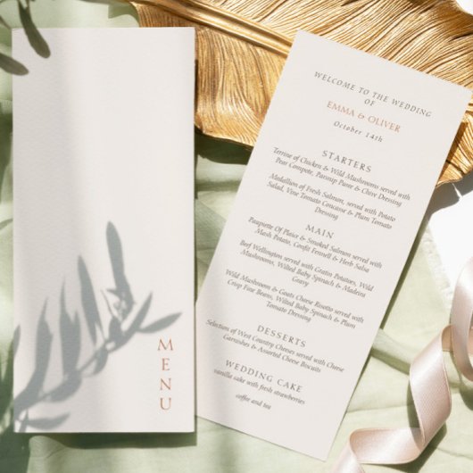 Minimalist Ivory Copper Script  Wedding  メニュー