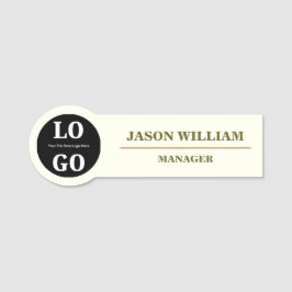 Minimalist Ivory Custom Logo Employee  名札