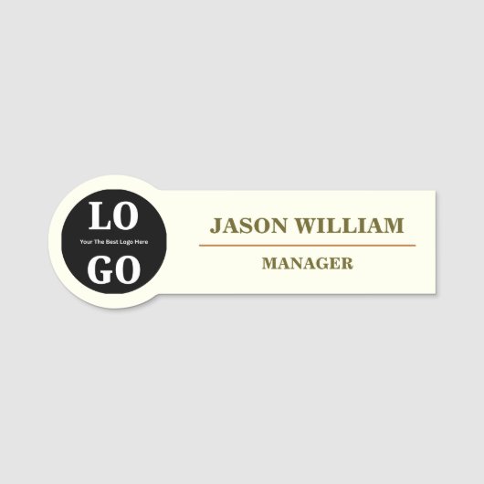 Minimalist Ivory Custom Logo Employee  名札 (正面)