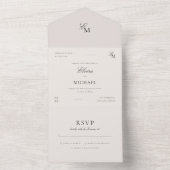 Minimalist Ivory Editorial Wedding オールインワン招待状 (内側)
