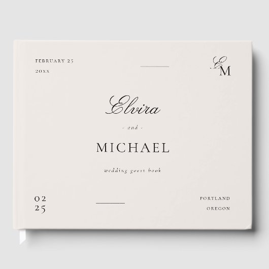 Minimalist Ivory Editorial Wedding ゲストブック (正面)