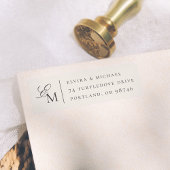 Minimalist Ivory Editorial Wedding Monogram ラベル