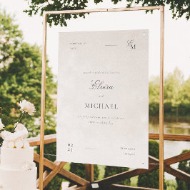 Minimalist Ivory Editorial Wedding Welcome ポスター