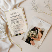 Minimalist Ivory & Gold Border Wedding 招待状