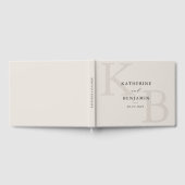 Minimalist Ivory Monogram Modern Wedding ゲストブック (全面)