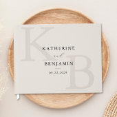 Minimalist Ivory Monogram Modern Wedding ゲストブック