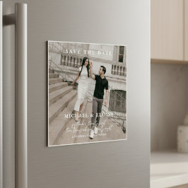 Minimalist Ivory Photo Save the Date Wedding マグネット招待状