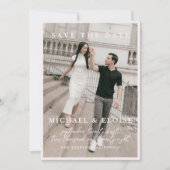 Minimalist Ivory Photo Save the Date Wedding 招待状 (正面)