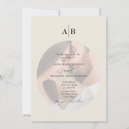 Minimalist Ivory Photo Wedding 招待状 (正面)