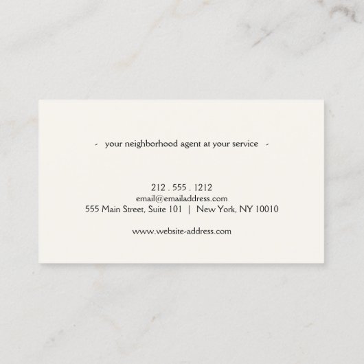 Minimalist Ivory Real Estate Agent Logo 名刺 (裏面)
