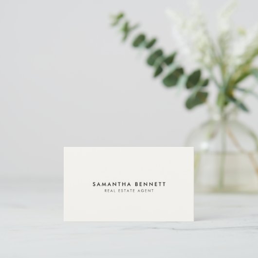 Minimalist Ivory Real Estate Agent Logo 名刺 (スタンド正面)