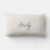 Minimalist Ivory Script Name Dorm Pillow  ランバークッション (裏面)