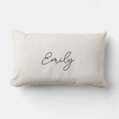 Minimalist Ivory Script Name Dorm Pillow  ランバークッション (正面)