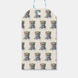 Minimalist Ivory Watercolor Leopard Pattern ギフトタグ