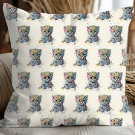 Minimalist Ivory Watercolor Leopard Pattern クッション