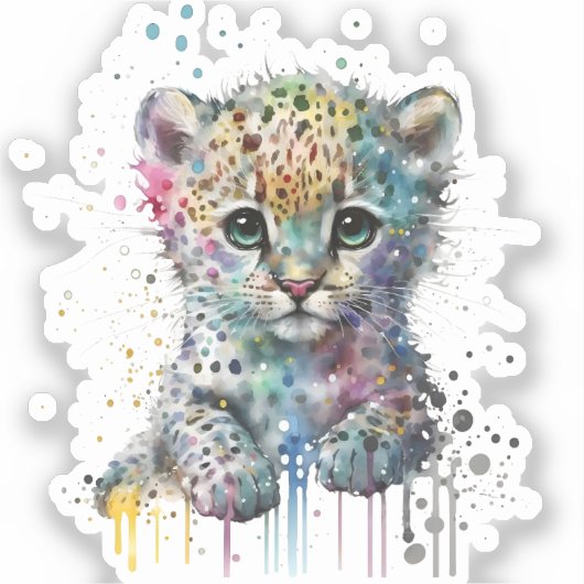 Minimalist Ivory Watercolor Leopard Pattern シール (正面)