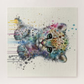 Minimalist Ivory Watercolor Leopard Pattern ジグソーパズル (横)