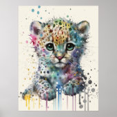 Minimalist Ivory Watercolor Leopard Pattern ポスター (正面)
