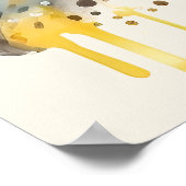 Minimalist Ivory Watercolor Leopard Pattern ポスター (角)