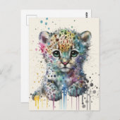 Minimalist Ivory Watercolor Leopard Pattern ポストカード (正面/裏面)