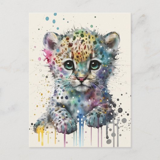 Minimalist Ivory Watercolor Leopard Pattern ポストカード (正面)