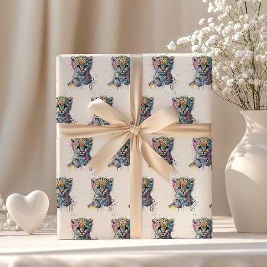 Minimalist Ivory Watercolor Leopard Pattern ラッピングペーパー