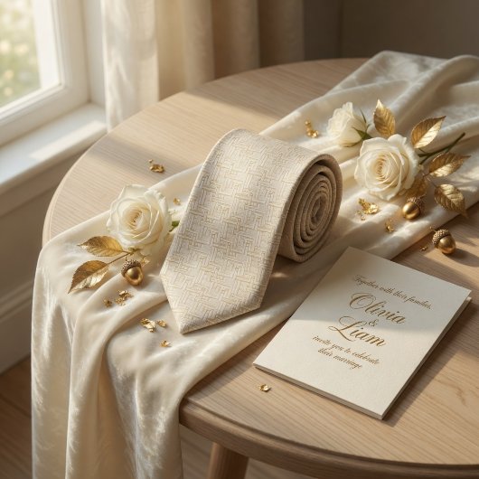 Minimalist Ivory Woven Texture Geometric Linen ネクタイ