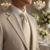 Minimalist Ivory Woven Texture Geometric Linen ネクタイ