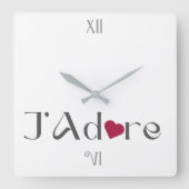 Minimalist J'Adore, Romantic French Home Décor スクエア壁時計 (正面)