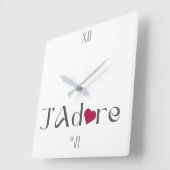 Minimalist J'Adore, Romantic French Home Décor スクエア壁時計 (傾斜)
