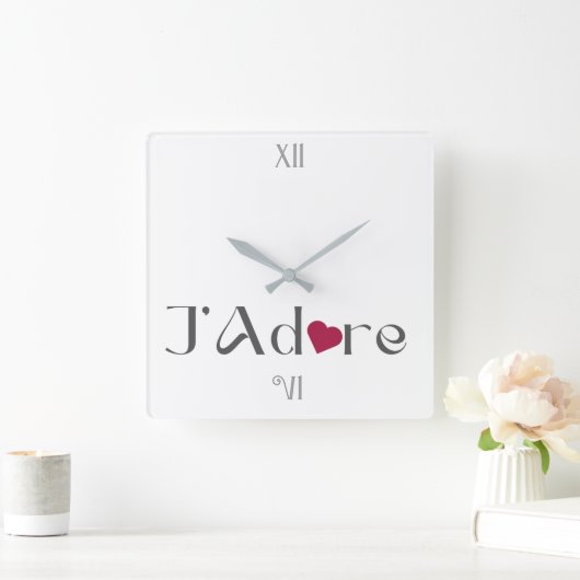 Minimalist J'Adore, Romantic French Home Décor スクエア壁時計 (ホーム)