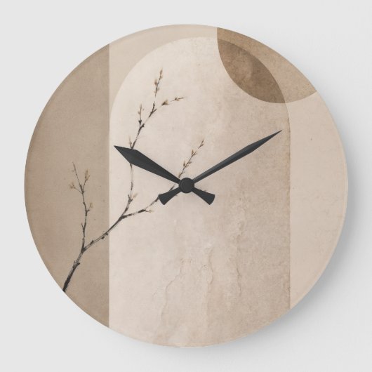 Minimalist Japandi Neutral Arch Branch Clock ラージ壁時計 (正面)