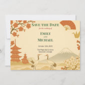 Minimalist Japanese Cherry Blossom Save the Date (正面)