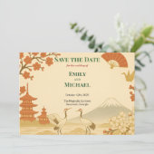Minimalist Japanese Cherry Blossom Save the Date (スタンド正面)