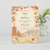 Minimalist Japanese Cherry Blossom Wedding 招待状 (スタンド正面)