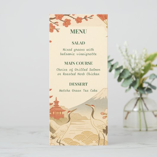 Minimalist Japanese Cherry Blossom Wedding Menu メニュー (スタンド正面)