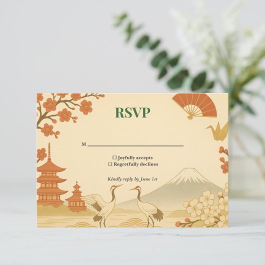 Minimalist Japanese Cherry Blossom Wedding RSVP  (スタンド正面)