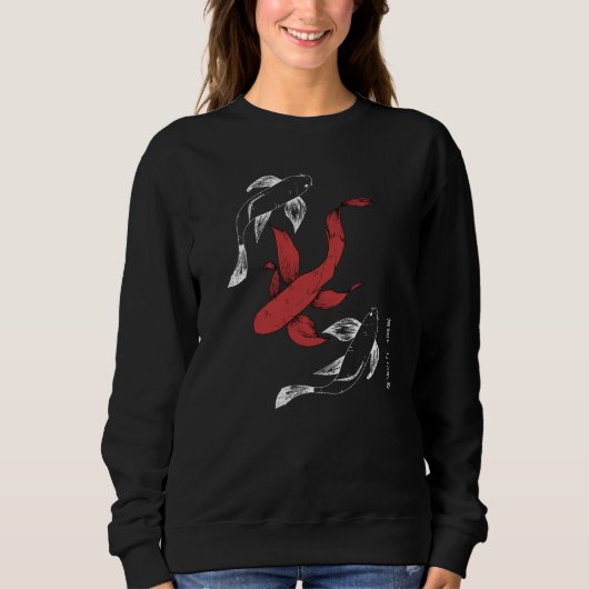 Minimalist Japanese Koi Fish Hand-Drawn Style スウェットシャツ (正面)