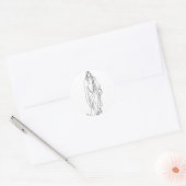 Minimalist Jesus Drawing | One Line Art ラウンドシール (封筒)
