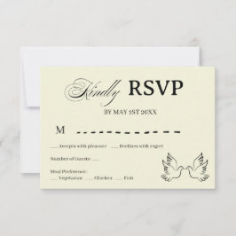 Minimalist Jewish Wedding RSVP Card with Dove Line